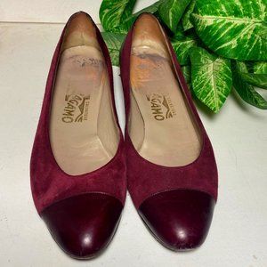 Salvatore Ferragamo Dark Red suede and leather pumps size 7 B